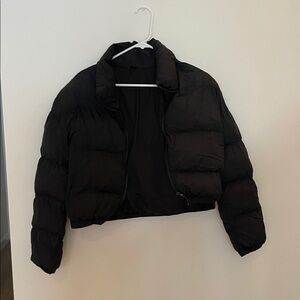 SHEIN Black Cropped Puffer Jacket